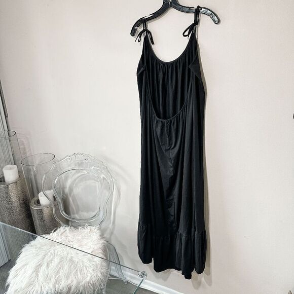 Brand New Women's Plus Size Black Adjustable Skinny Strap Maxi Dress Size 1X - Picture 2 of 7